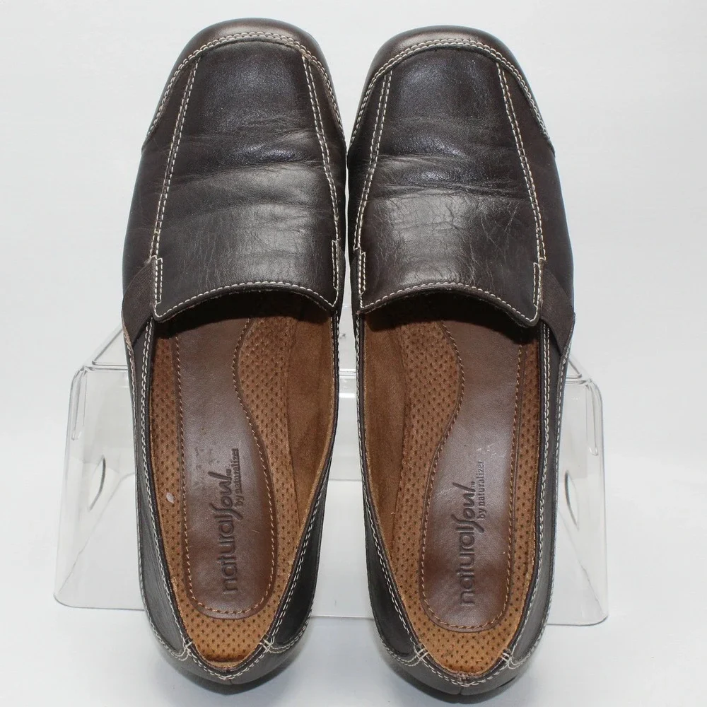Natural Soul by Naturalizer Camelia Oxbrown Leather Loafers Slip On Shoes W/9.5M